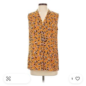 Cabi mustard leapord Print Sleeveless Top